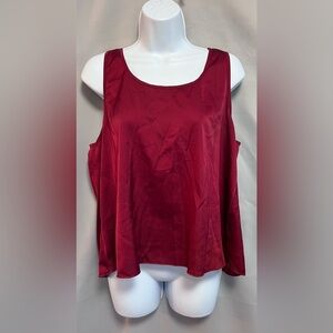 Ekouaer Women’s Silk Satin‎ Cami Sleeveless Camisole Red Open Back Sz Small